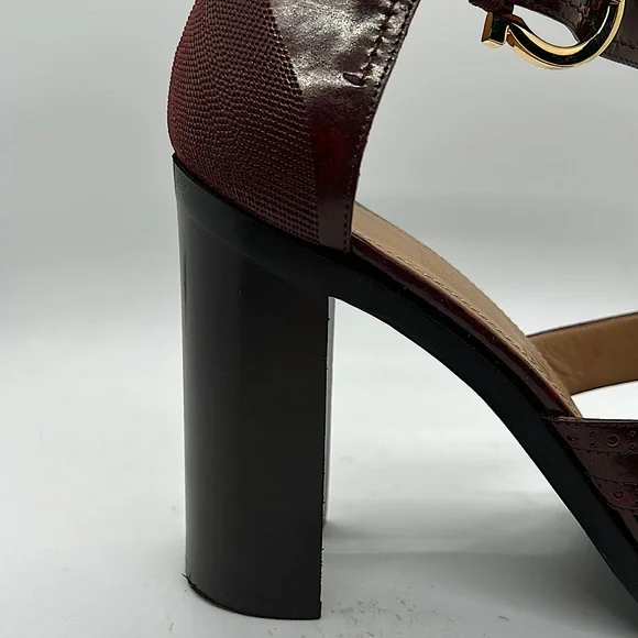 Salvatore Ferragamo Cherry Leather Nuala Block Heel Sandals Shoes **Sz 10**π₯π₯ - Picture 9 of 11